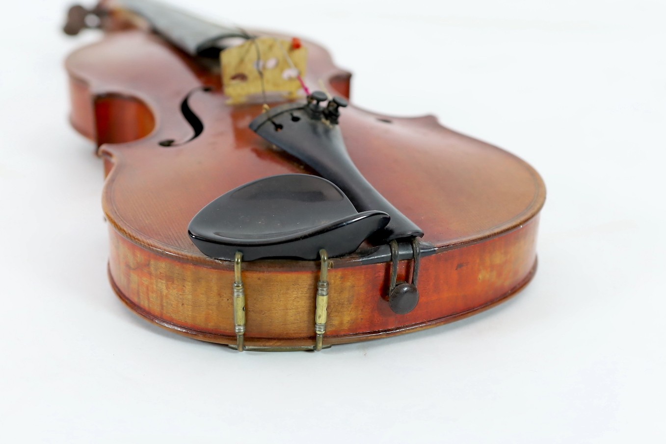 W.E.Hill & Son. An early 20th century violin bow, 74cm, violin back 37cm, overall is 59cm